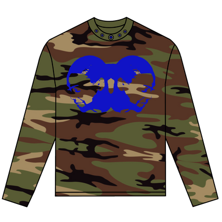 TWO-HEAD LOGO LONGSLEEVE TEE (WOODLAND CAMO/ROYAL BLUE)