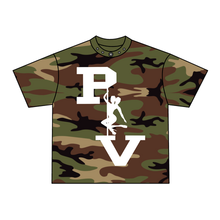 STRIPPER LOGO TEE (WOODLAND CAMO/WHITE)
