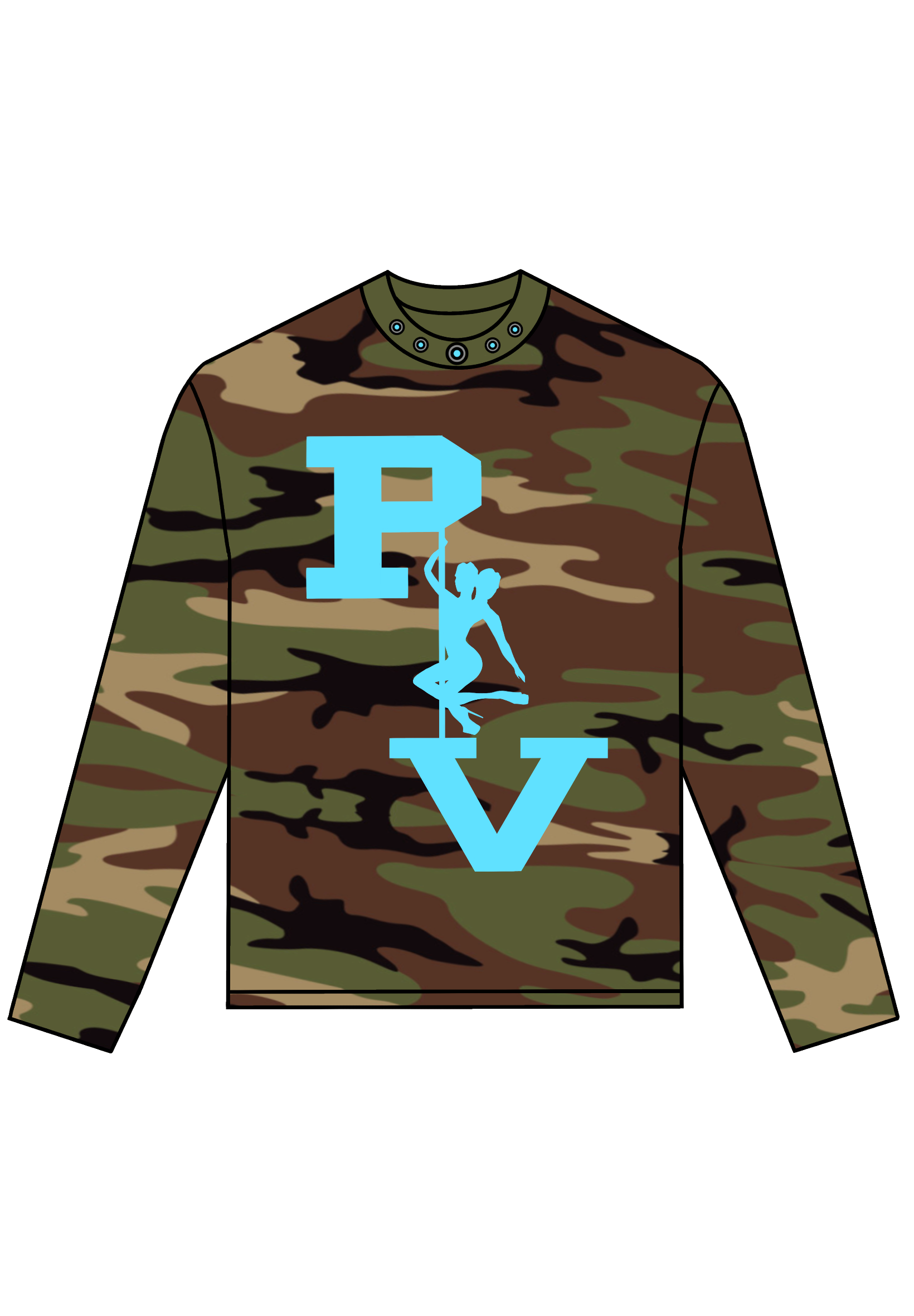 STRIPPER LOGO LONGSLEEVE TEE (WOODLAND CAMO/BABY BLUE)
