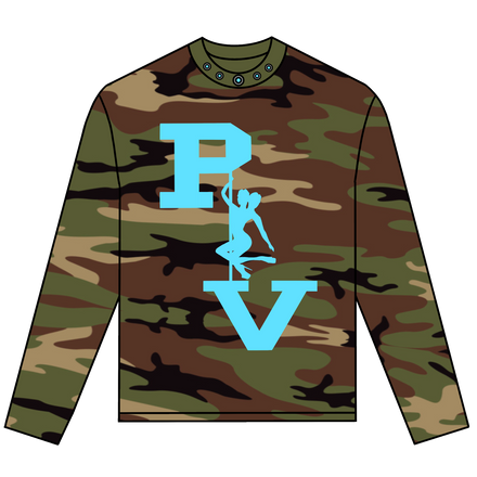 STRIPPER LOGO LONGSLEEVE TEE (WOODLAND CAMO/BABY BLUE)