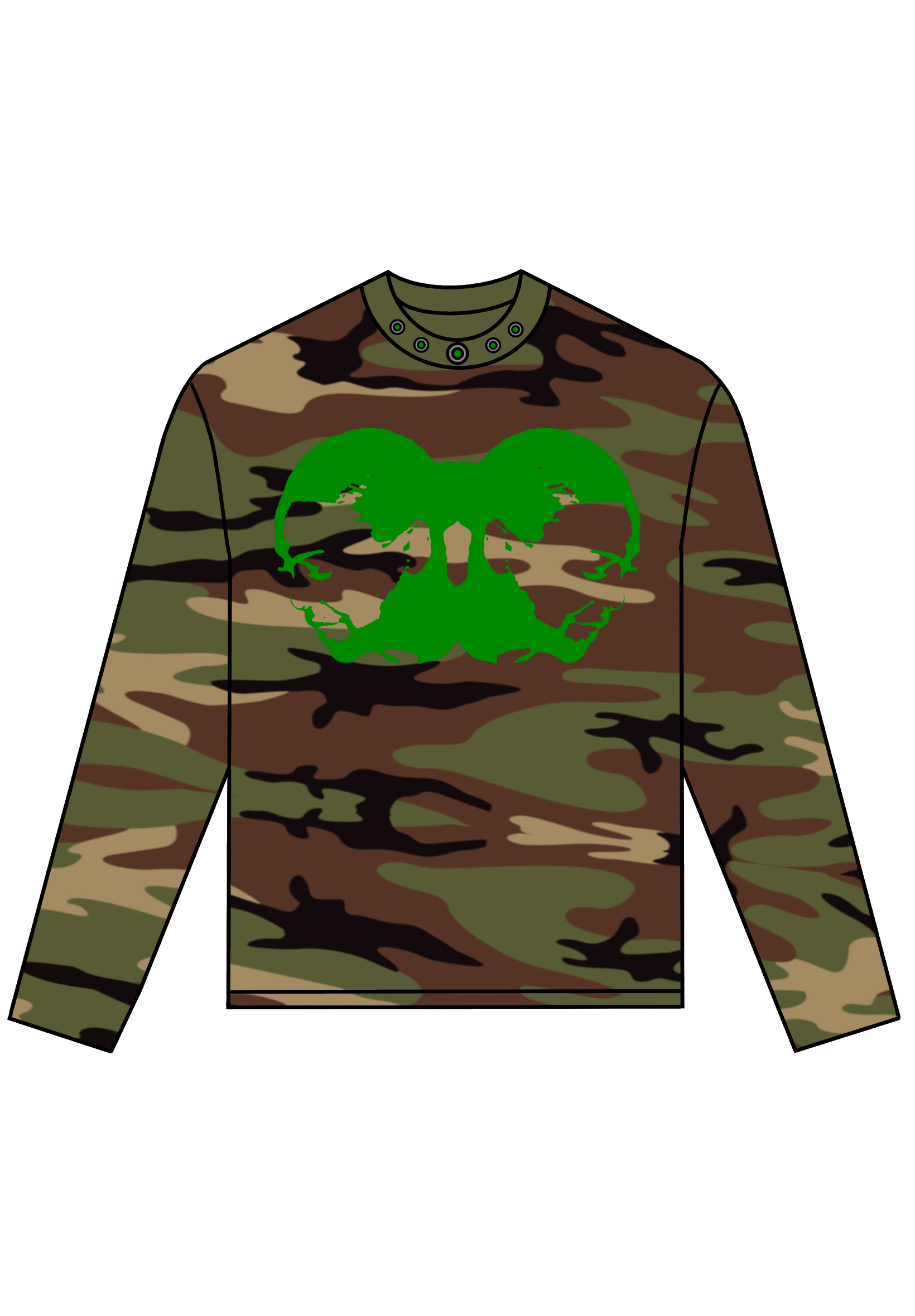 TWO-HEAD LOGO LONGSLEEVE TEE (WOODLAND CAMO/GREEN)