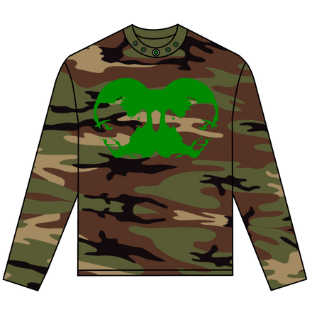 TWO-HEAD LOGO LONGSLEEVE TEE (WOODLAND CAMO/GREEN)