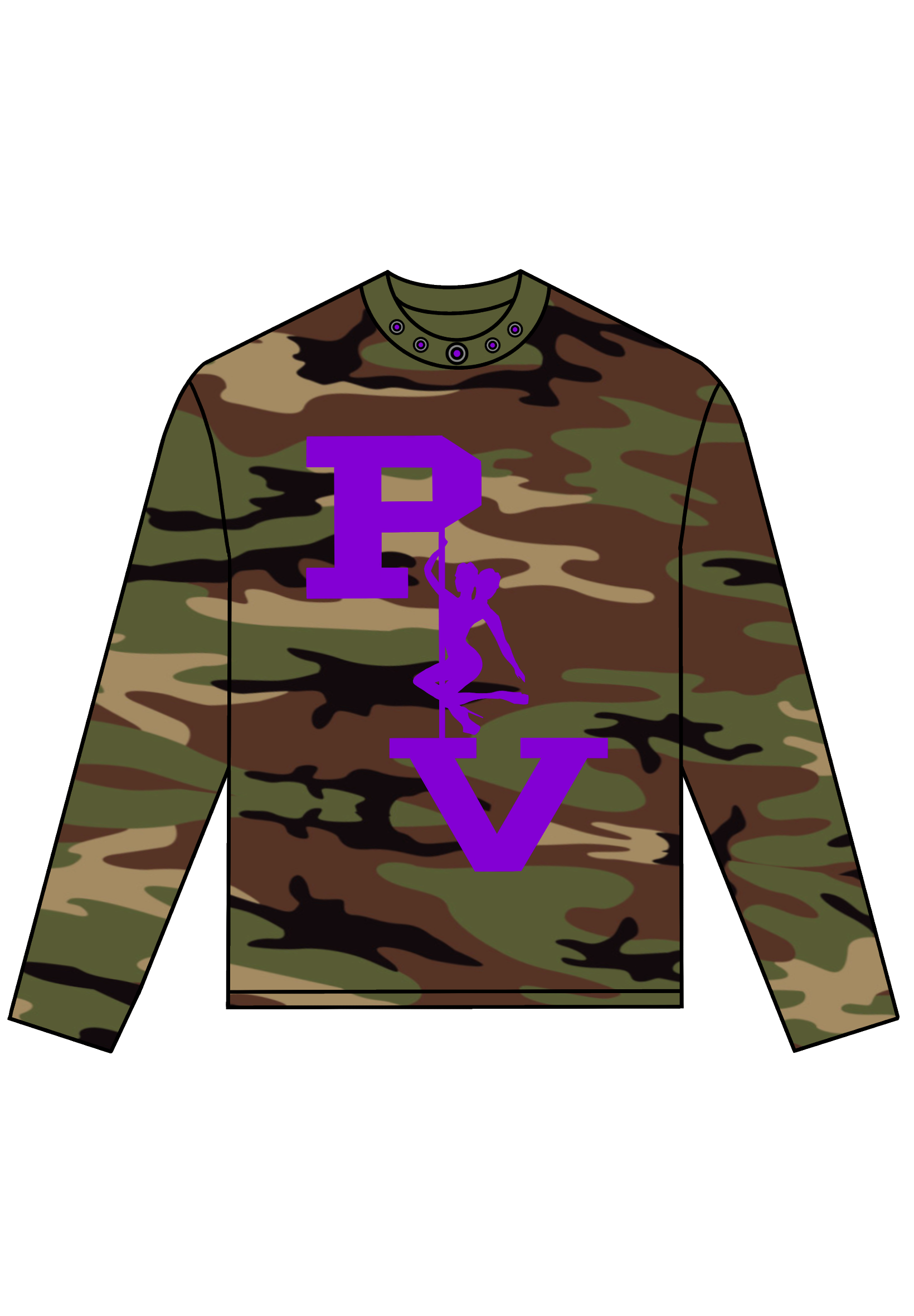 STRIPPER LOGO LONGSLEEVE TEE (WOODLAND CAMO/PURPLE)