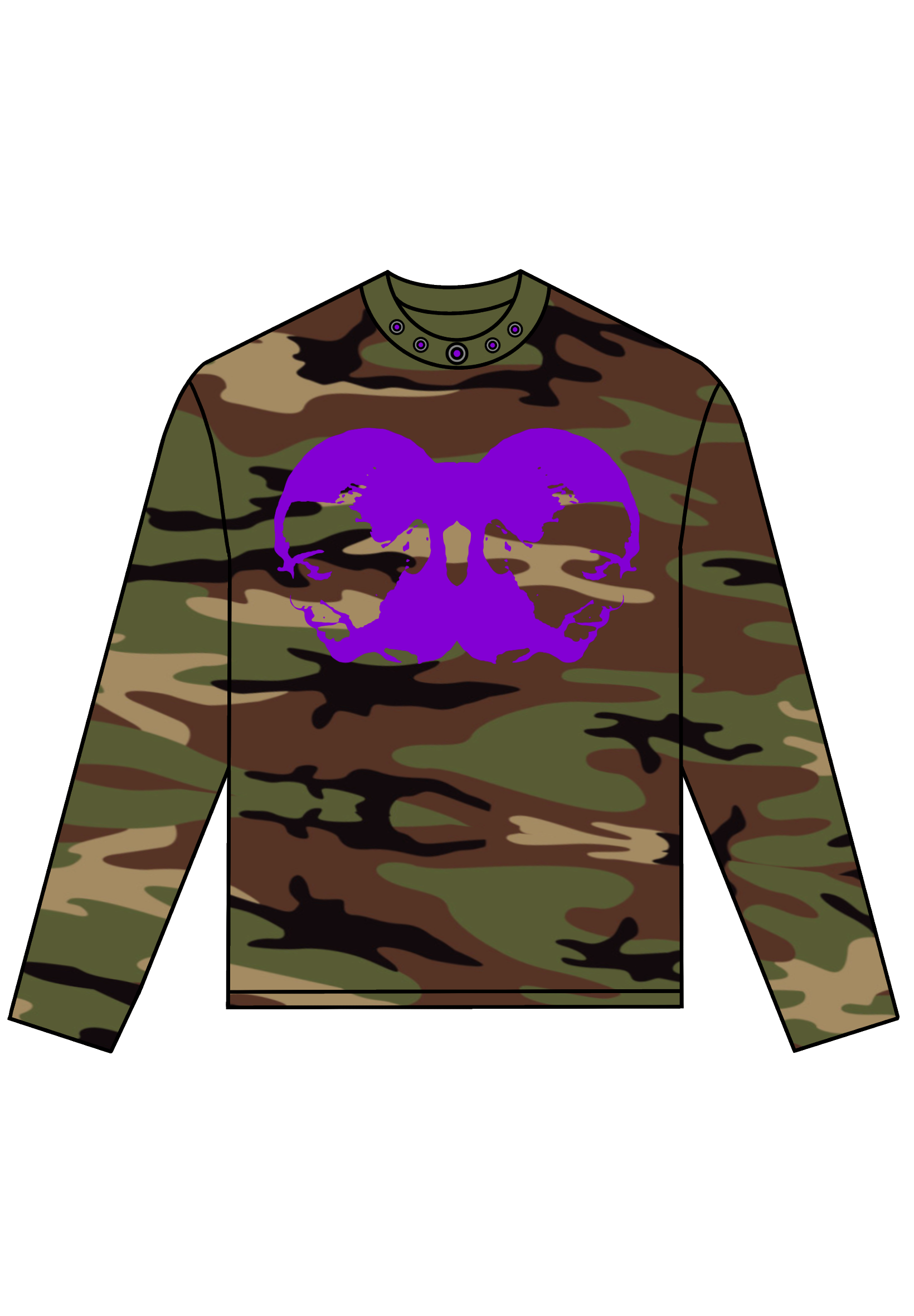 TWO-HEAD LOGO LONGSLEEVE TEE (WOODLAND CAMO/PURPLE)