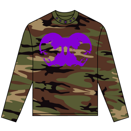 TWO-HEAD LOGO LONGSLEEVE TEE (WOODLAND CAMO/PURPLE)