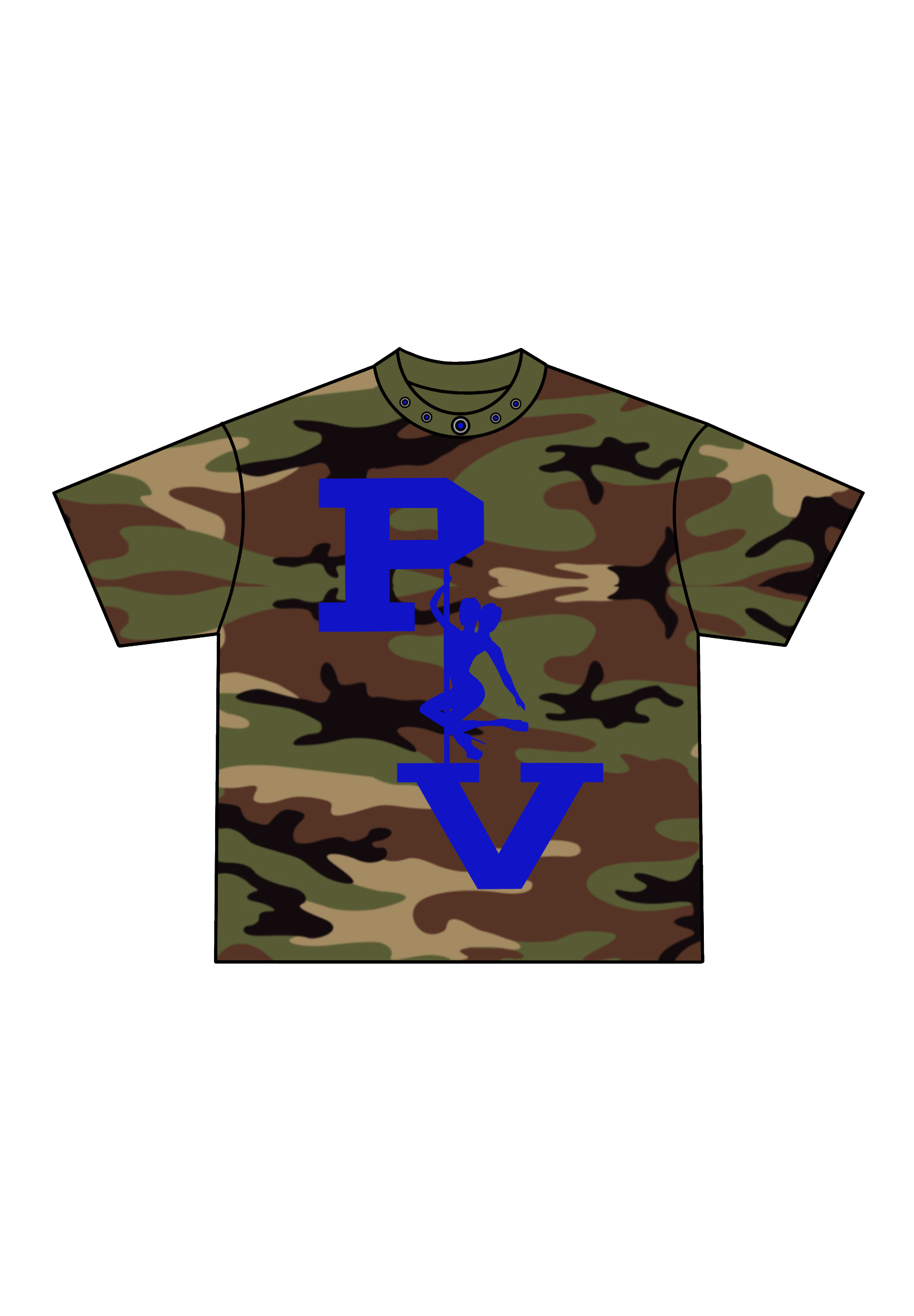 STRIPPER LOGO TEE (WOODLAND CAMO/ROYAL BLUE)
