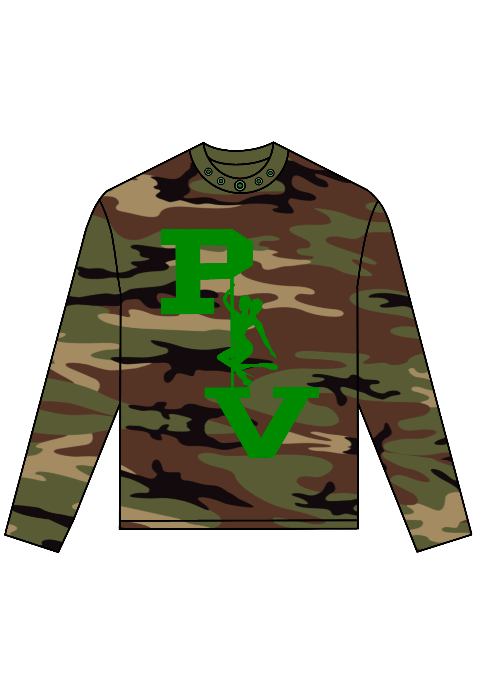 STRIPPER LOGO LONGSLEEVE TEE (WOODLAND CAMO/GREEN)