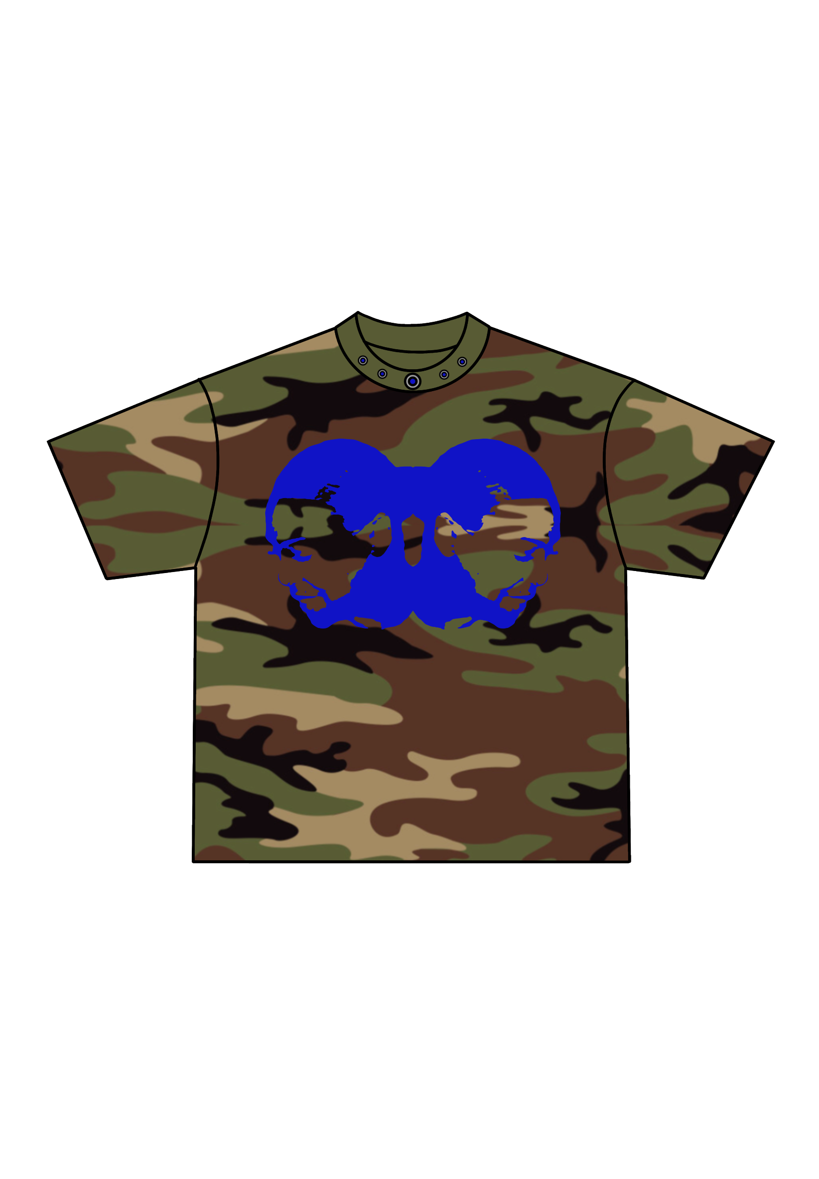 TWO-HEAD LOGO TEE (WOODLAND CAMO/ROYAL BLUE)