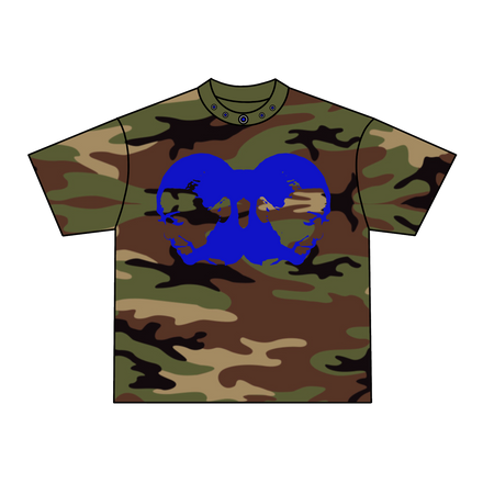 TWO-HEAD LOGO TEE (WOODLAND CAMO/ROYAL BLUE)