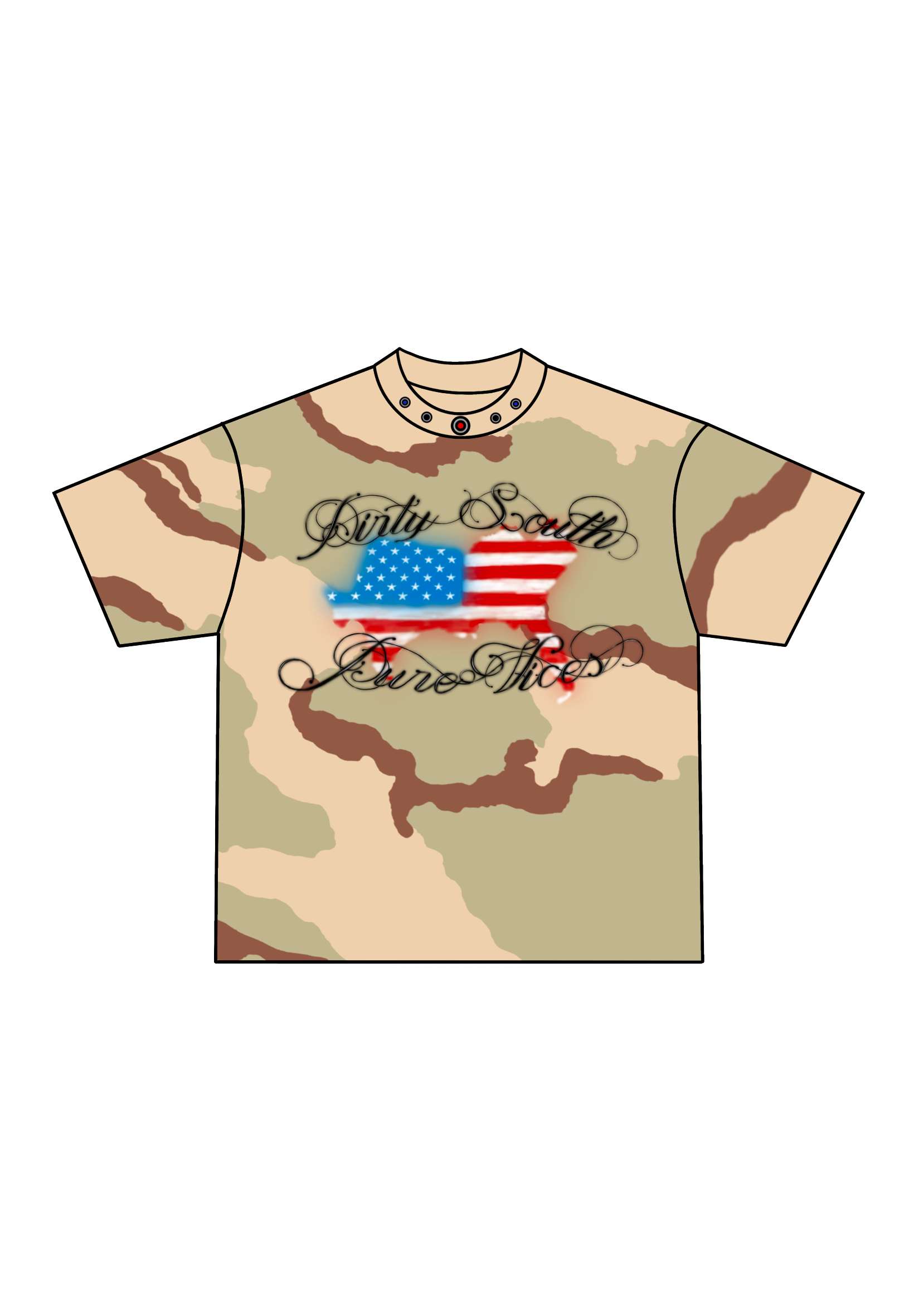 DIRTY SOUTH TEE (DESERT CAMO/OG)