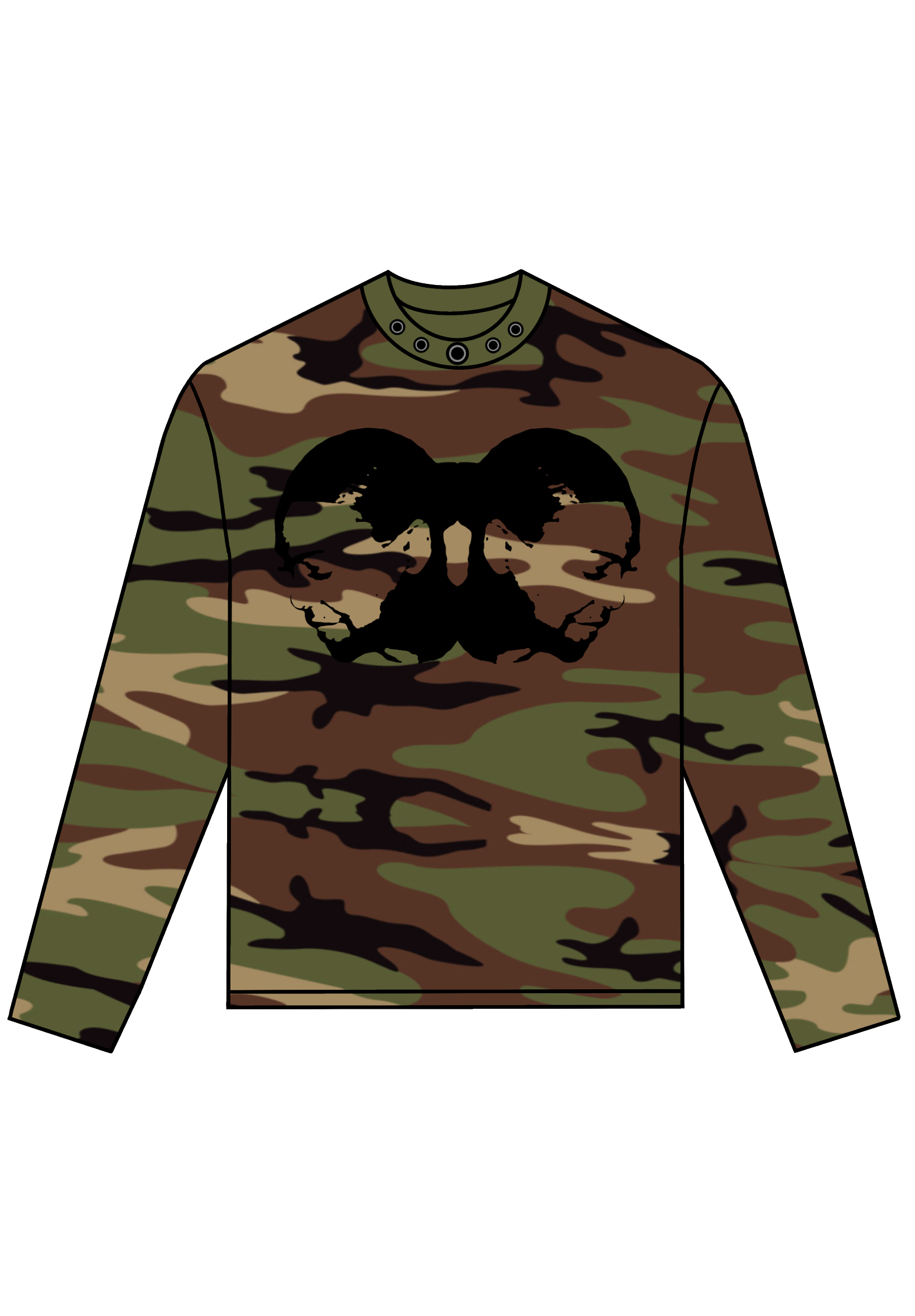 TWO-HEAD LOGO LONGSLEEVE TEE (WOODLAND CAMO/BLACK)