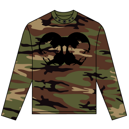 TWO-HEAD LOGO LONGSLEEVE TEE (WOODLAND CAMO/BLACK)