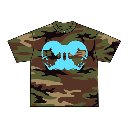 TWO-HEAD LOGO TEE (WOODLAND CAMO/BABY BLUE)