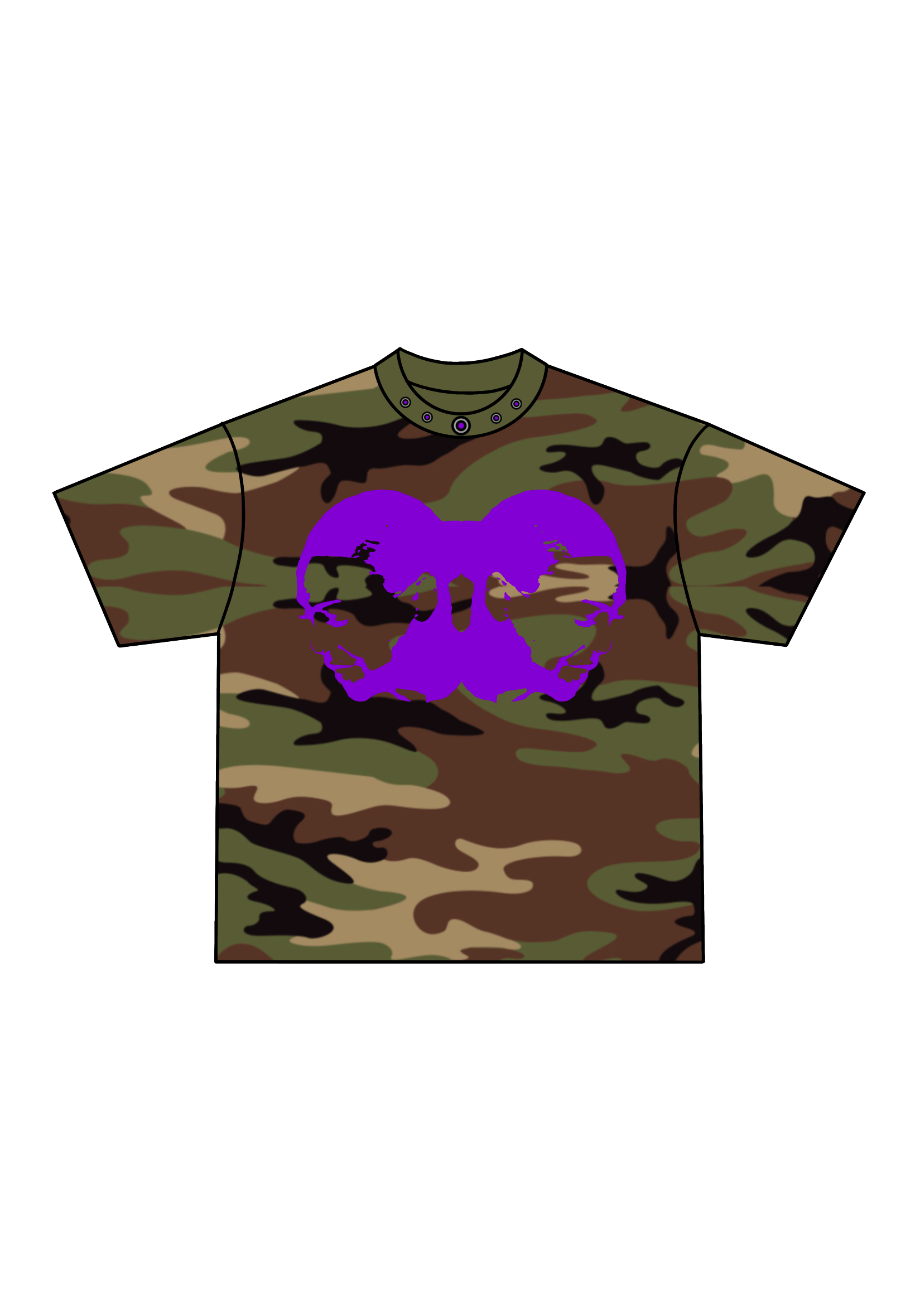 TWO-HEAD LOGO TEE (WOODLAND CAMO/PURPLE)