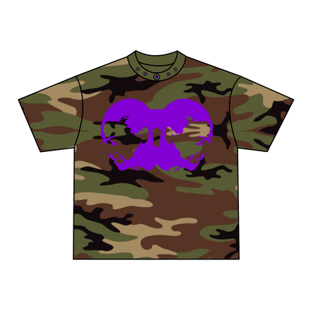 TWO-HEAD LOGO TEE (WOODLAND CAMO/PURPLE)