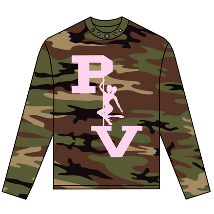 STRIPPER LOGO LONGSLEEVE TEE (WOODLAND CAMO/PINK)