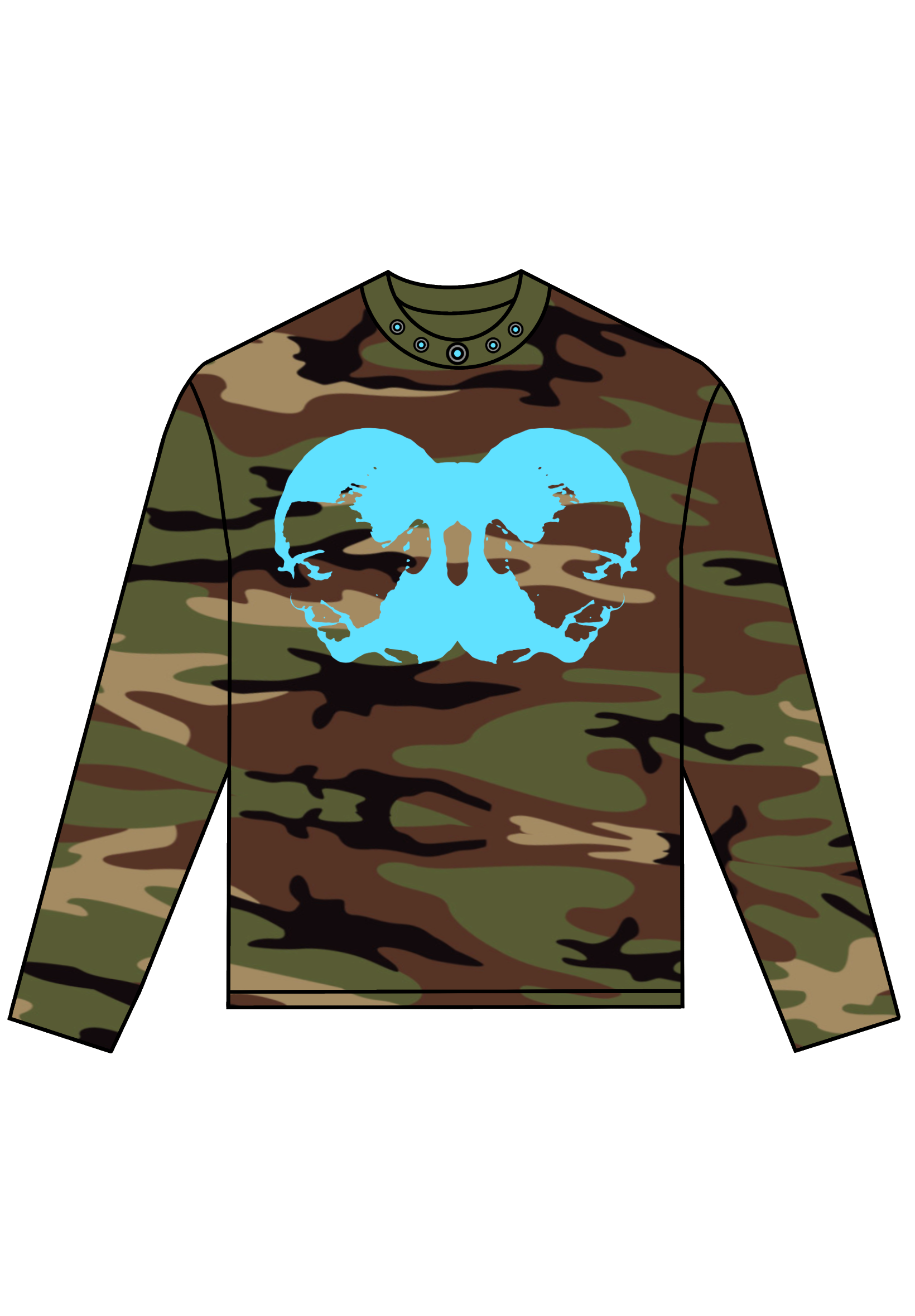 TWO-HEAD LOGO LONGSLEEVE TEE (WOODLAND CAMO/BABY BLUE)