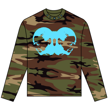 TWO-HEAD LOGO LONGSLEEVE TEE (WOODLAND CAMO/BABY BLUE)