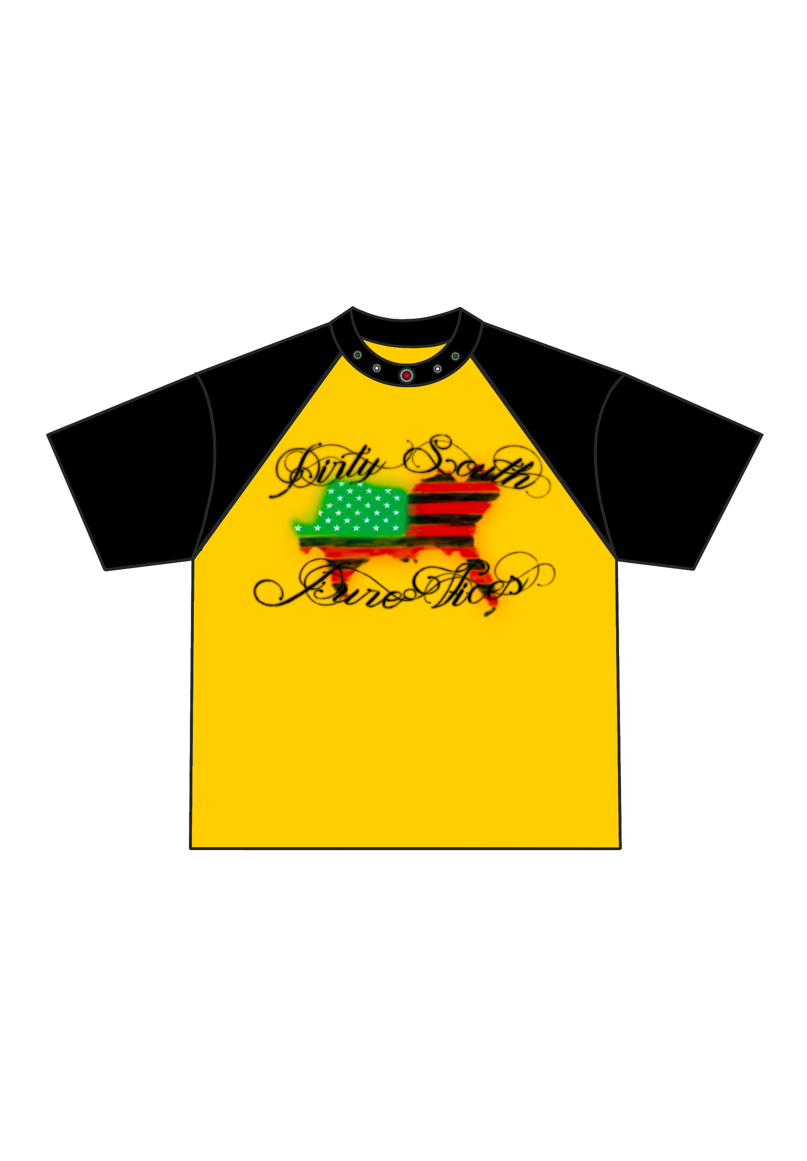 DIRTY SOUTH RAGLAN TEE (YELLOW/BLACK/PAN 2.0)