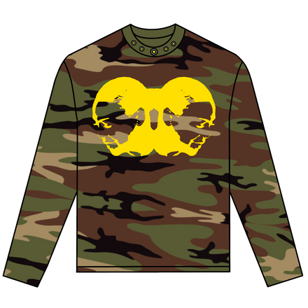TWO-HEAD LOGO LONGSLEEVE TEE (WOODLAND CAMO/YELLOW)
