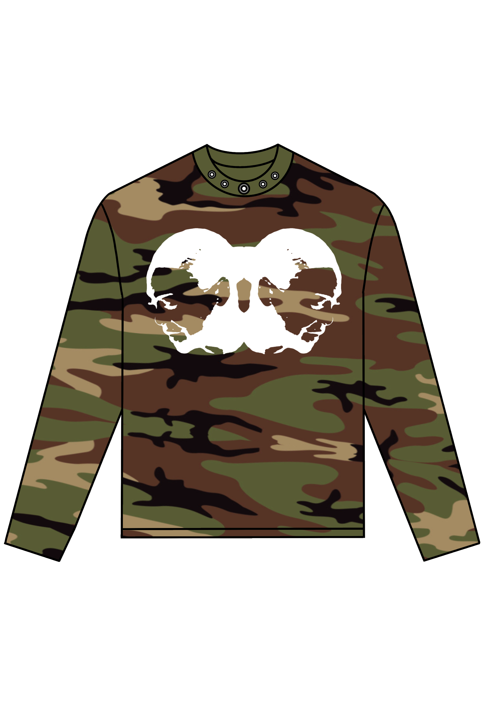 TWO-HEAD LOGO LONGSLEEVE TEE (WOODLAND CAMO/WHITE)