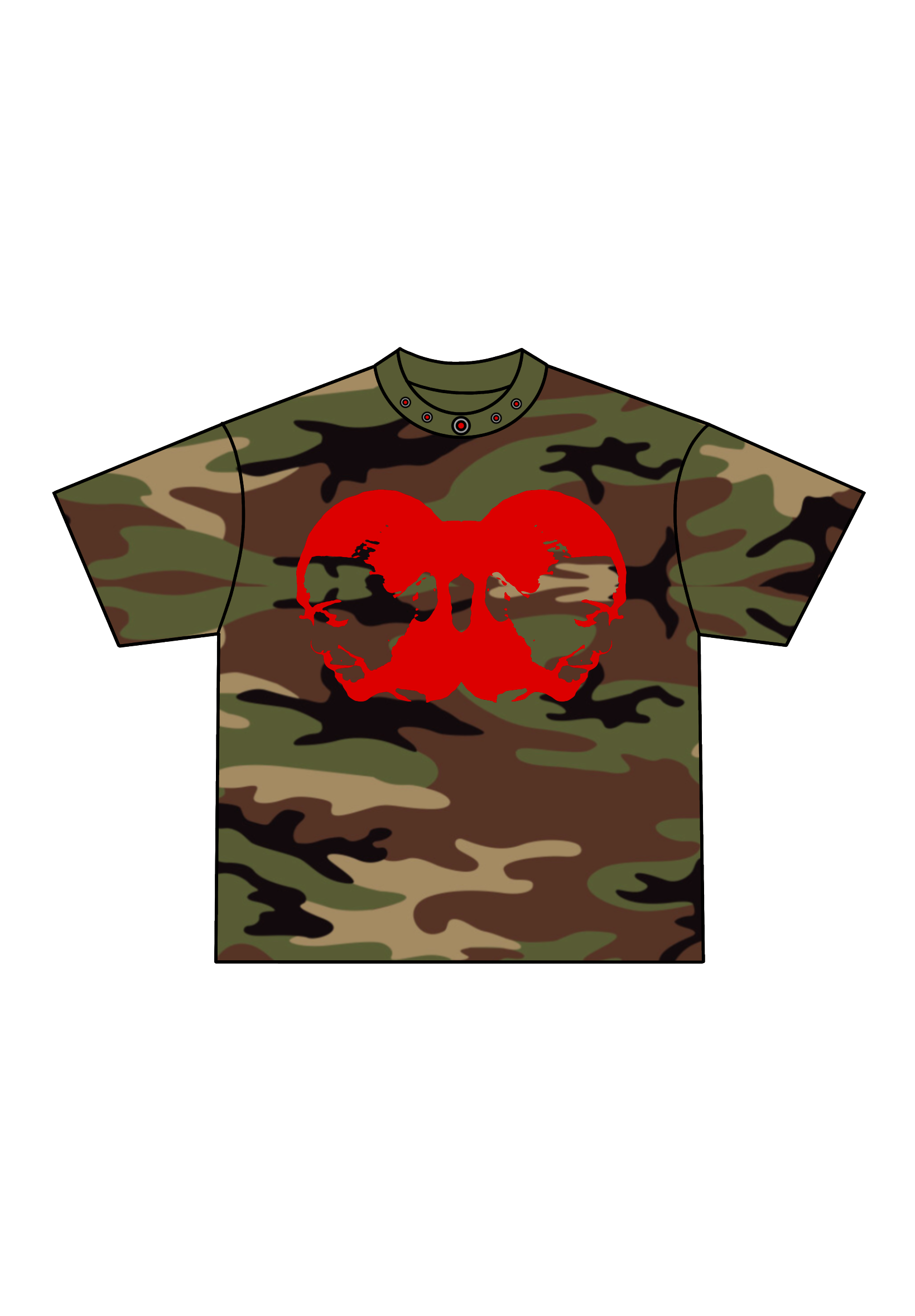 TWO-HEAD LOGO TEE (WOODLAND CAMO/RED)