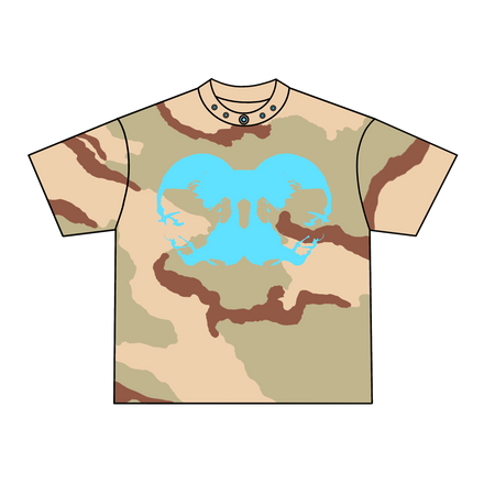 TWO-HEAD LOGO TEE (DESERT CAMO/BABY BLUE)