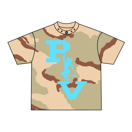 STRIPPER LOGO TEE (DESERT CAMO/BABY BLUE)