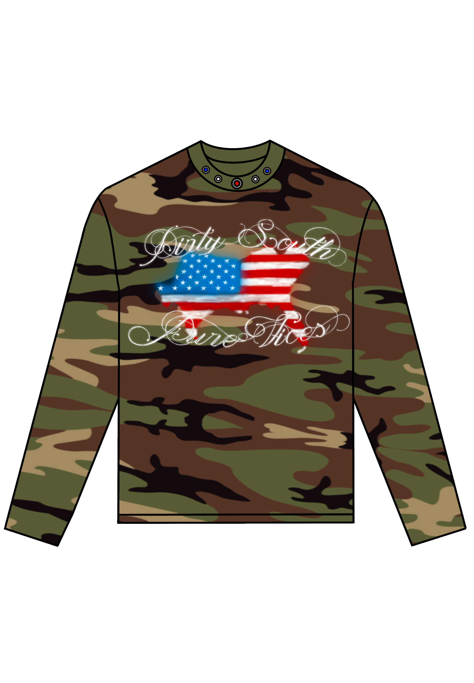 DIRTY SOUTH LONGSLEEVE TEE (CAMO/OG)