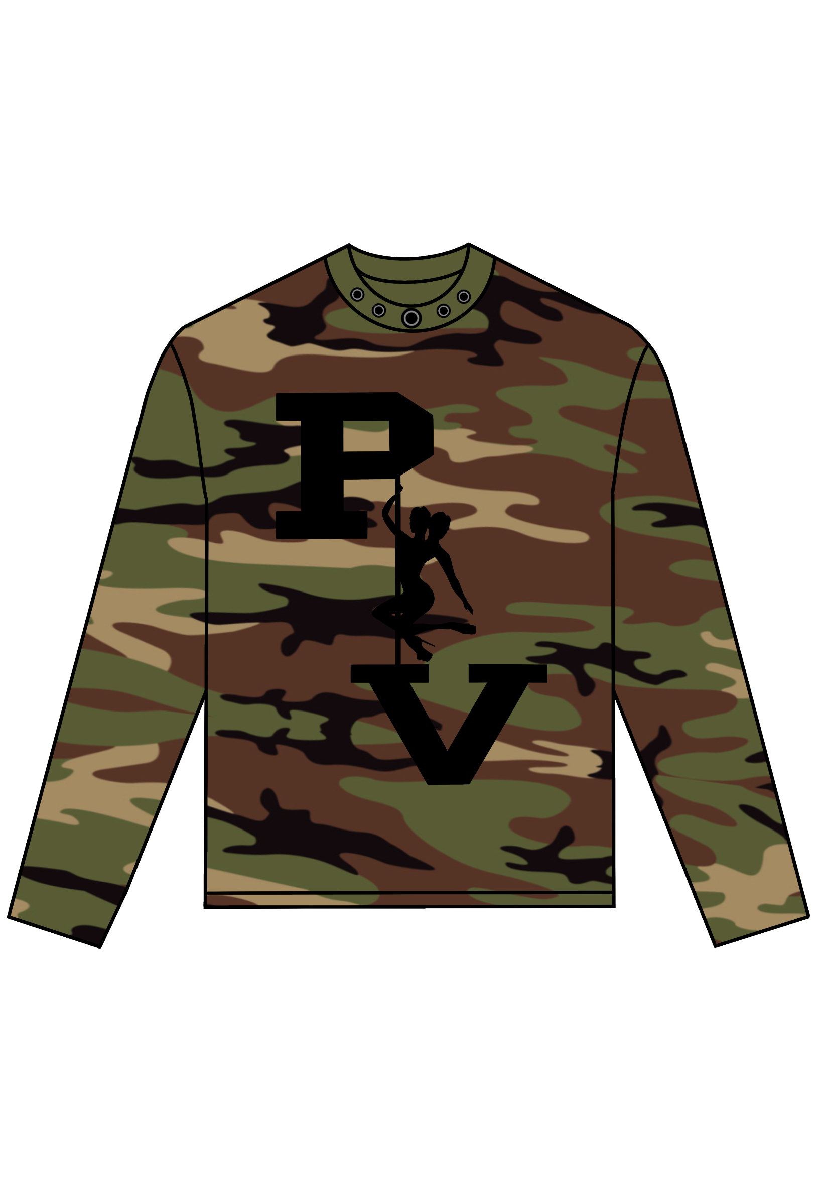 STRIPPER LOGO LONGSLEEVE TEE (WOODLAND CAMO/BLACK)