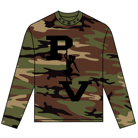 STRIPPER LOGO LONGSLEEVE TEE (WOODLAND CAMO/BLACK)