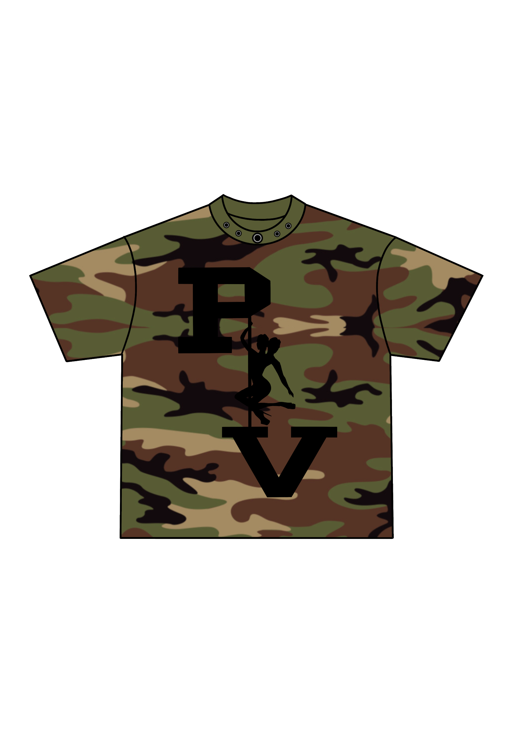 STRIPPER LOGO TEE (WOODLAND CAMO/BLACK)