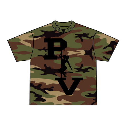 STRIPPER LOGO TEE (WOODLAND CAMO/BLACK)