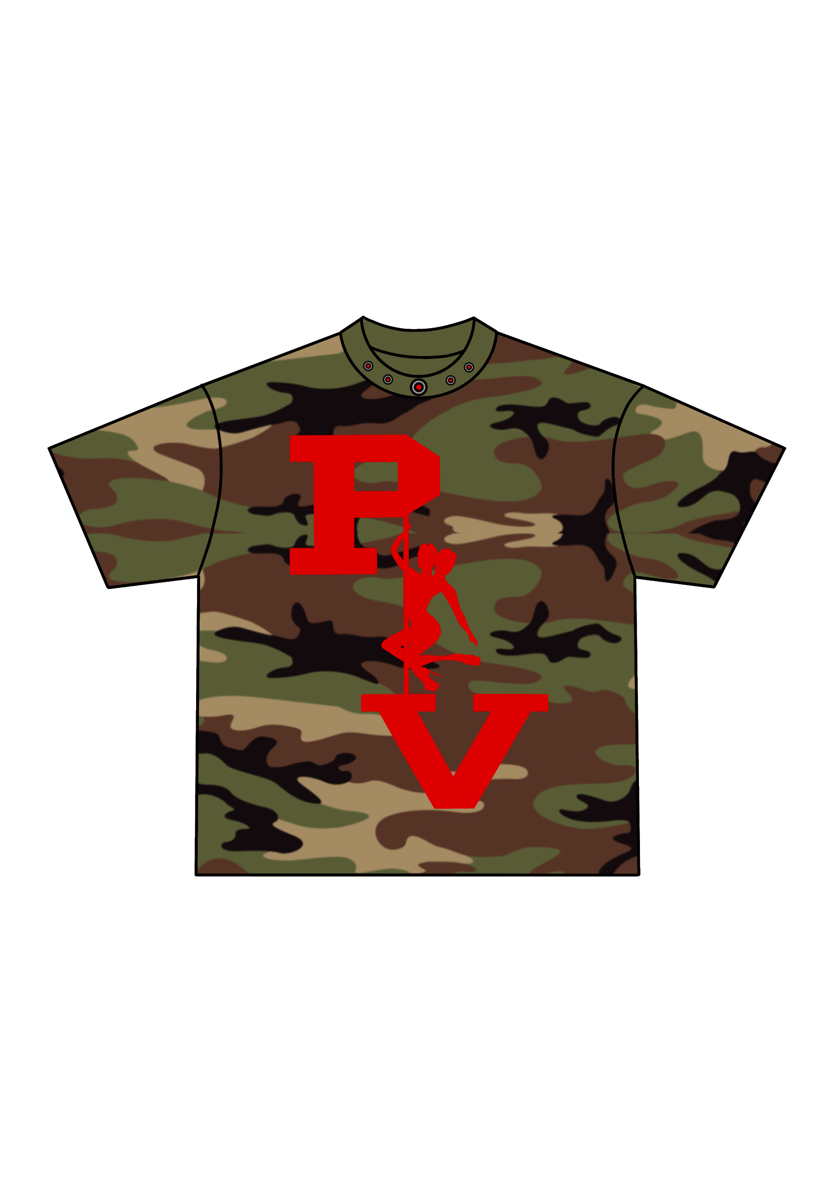 STRIPPER LOGO TEE (WOODLAND CAMO/RED)
