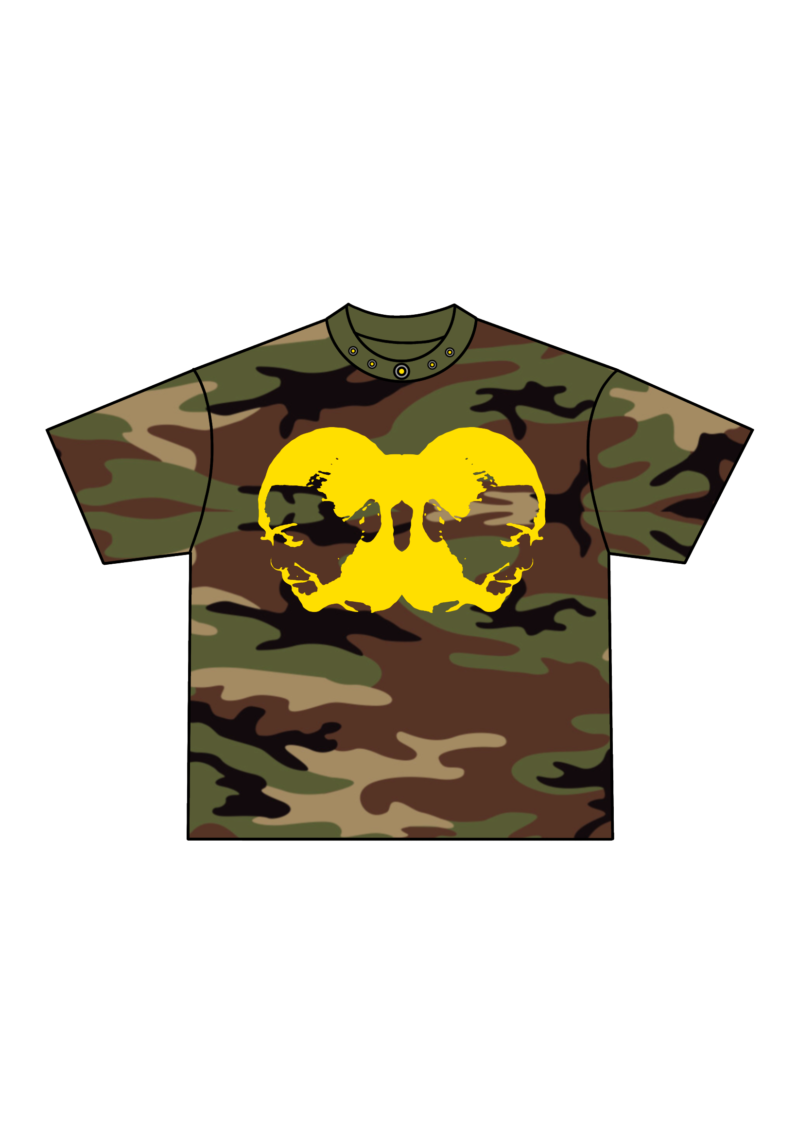 TWO-HEAD LOGO TEE (WOODLAND CAMO/YELLOW)