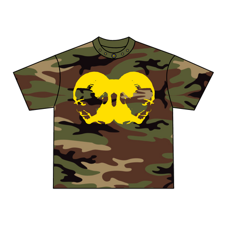 TWO-HEAD LOGO TEE (WOODLAND CAMO/YELLOW)