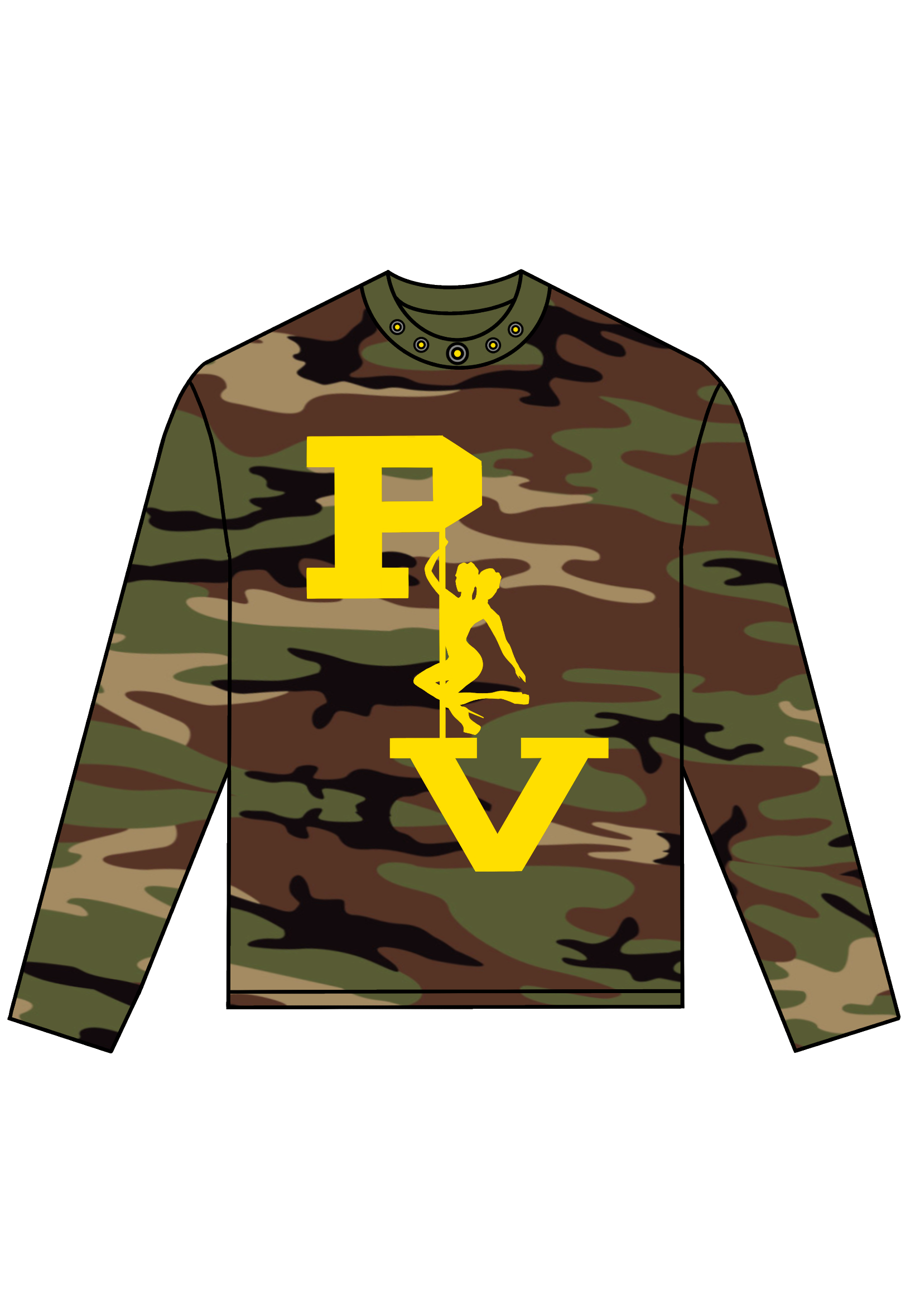STRIPPER LOGO LONGSLEEVE TEE (WOODLAND CAMO/YELLOW)