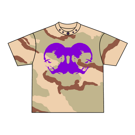 TWO-HEAD LOGO TEE (DESERT CAMO/PURPLE)