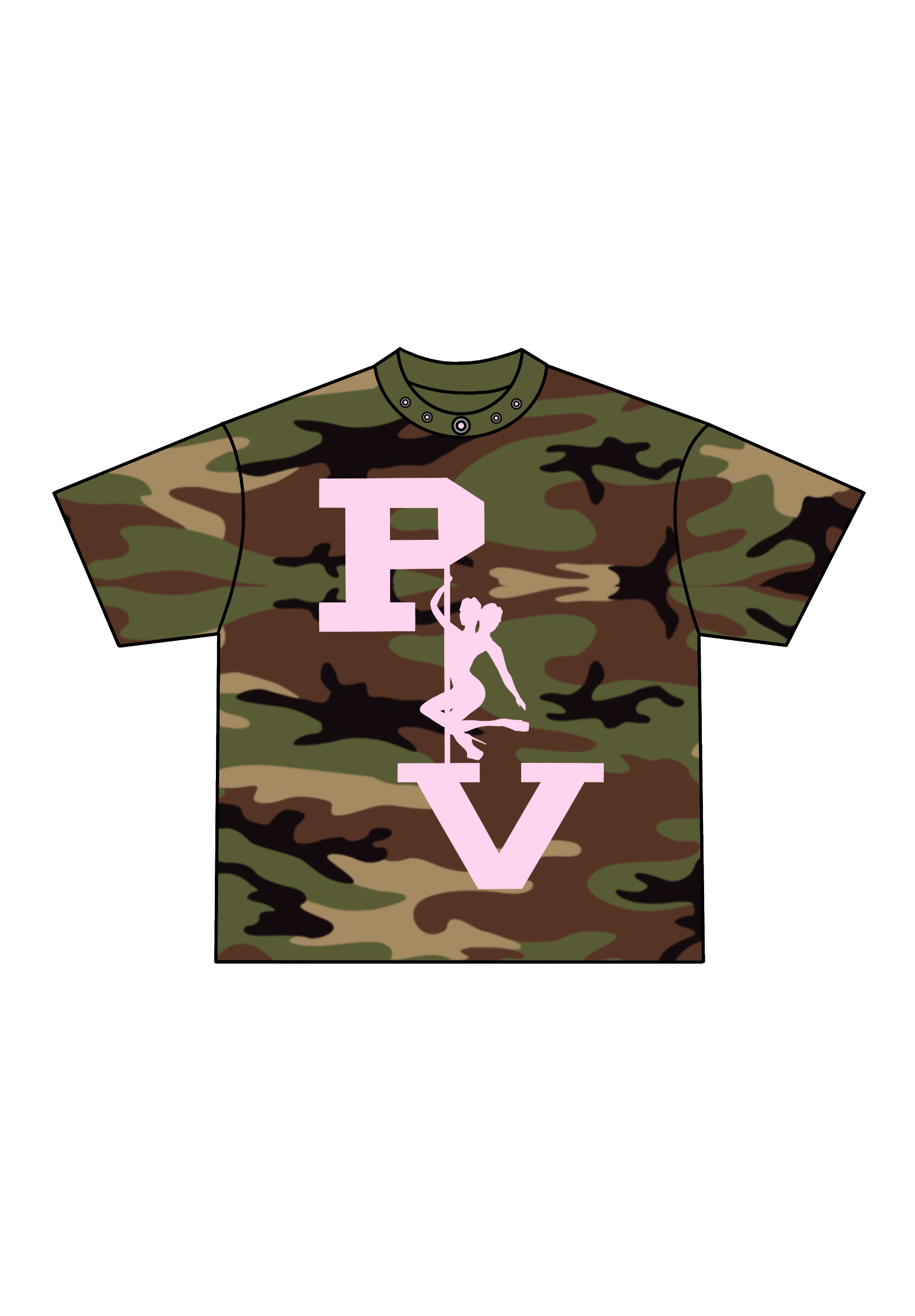 STRIPPER LOGO TEE (WOODLAND CAMO/PINK)