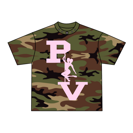 STRIPPER LOGO TEE (WOODLAND CAMO/PINK)