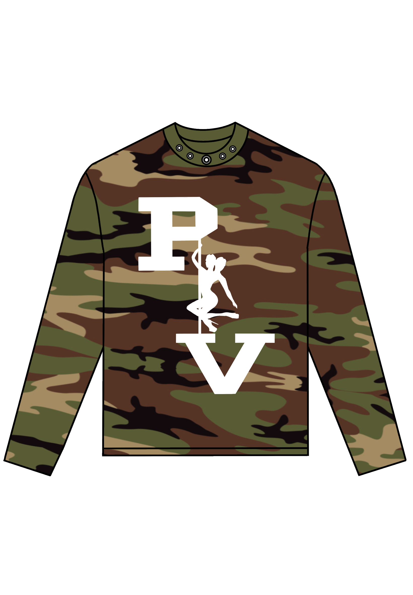 STRIPPER LOGO LONGSLEEVE TEE (WOODLAND CAMO/WHITE)