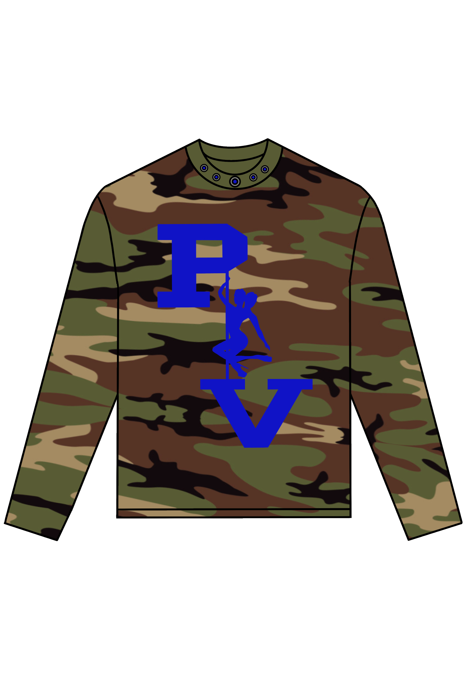 STRIPPER LOGO LONGSLEEVE TEE (WOODLAND CAMO/ROYAL BLUE)