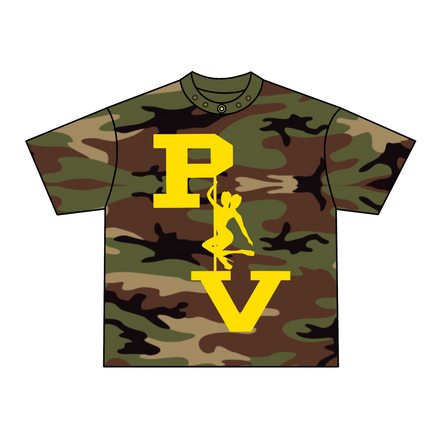 STRIPPER LOGO TEE (WOODLAND CAMO/YELLOW)
