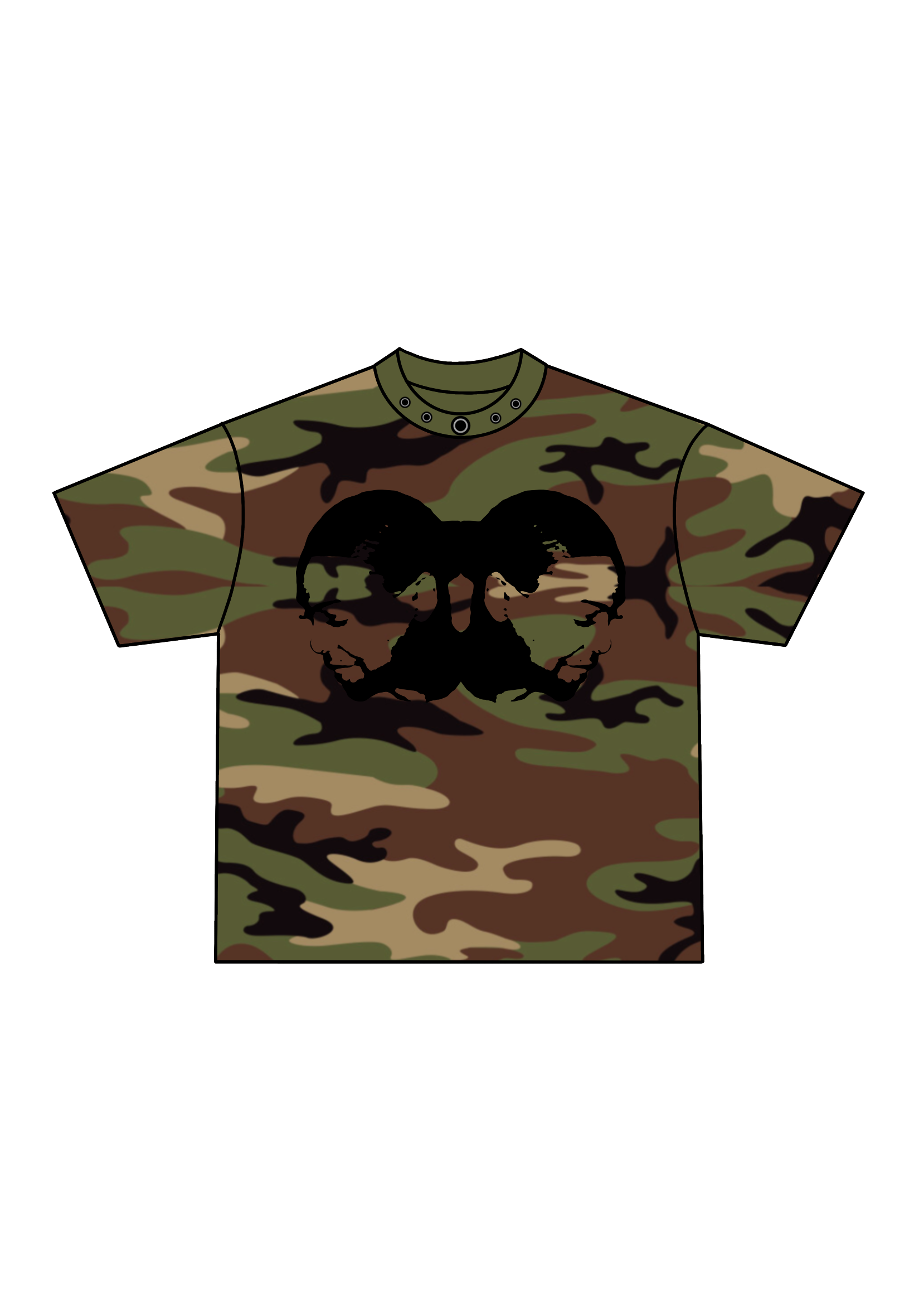 TWO-HEAD LOGO TEE (WOODLAND CAMO/BLACK)