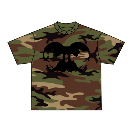 TWO-HEAD LOGO TEE (WOODLAND CAMO/BLACK)