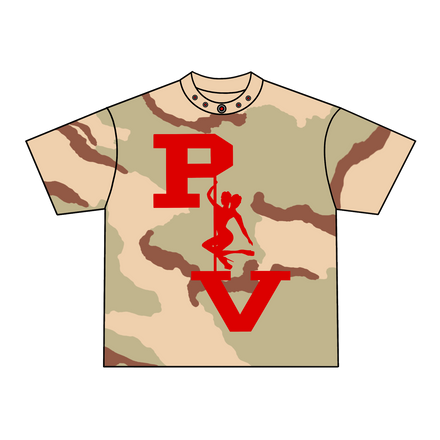 STRIPPER LOGO TEE (DESERT CAMO/RED)